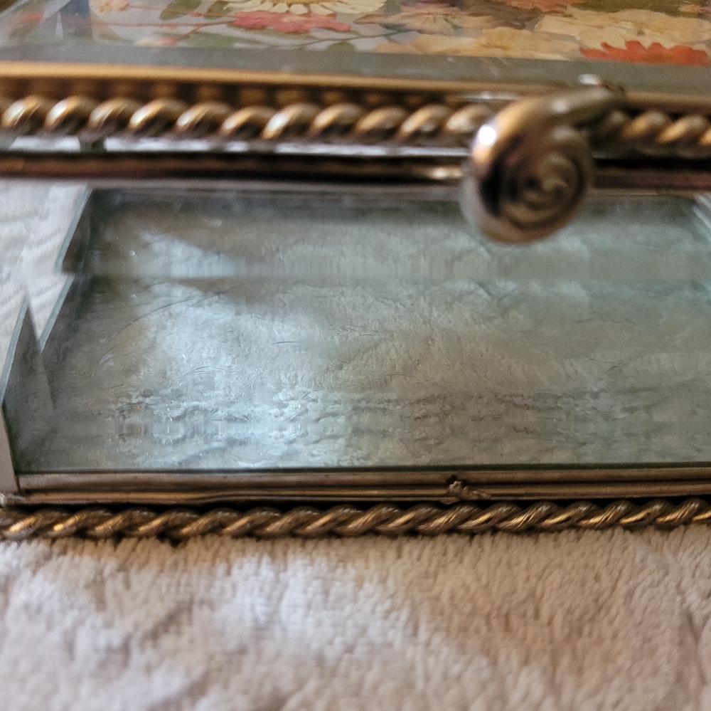 Amazing Pressed Flowers Beveled Glass Jewelry/Trinket Box - Picture 3 of 16